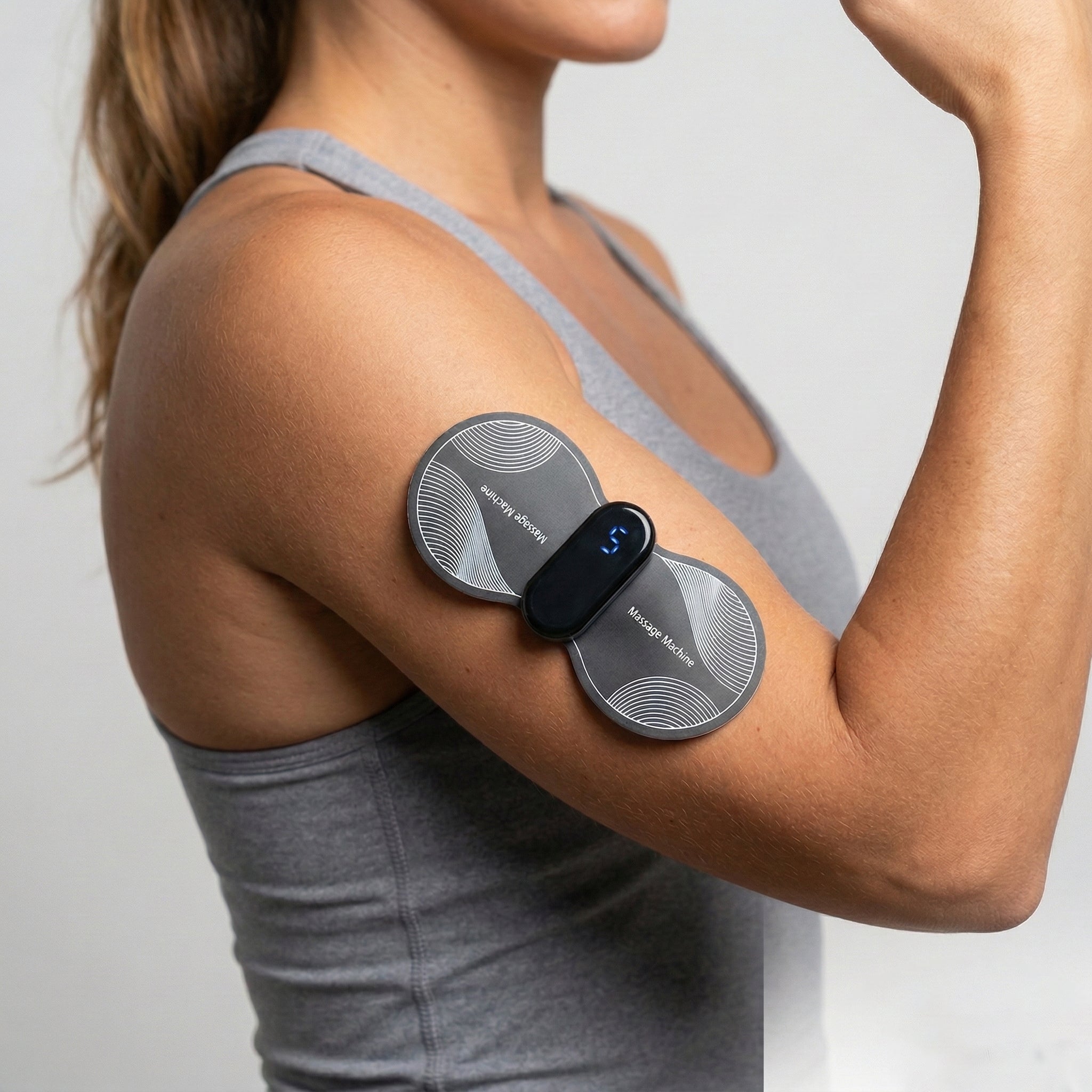 4-in-1 EMS Impuls Massagegerät, kabellos, 9 Intensitätsstufen, grau