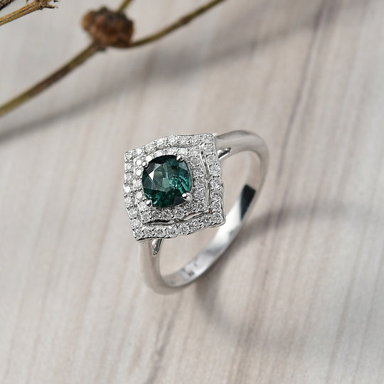 LUXORO AAA Pirineu Lagoon Tourmaline, Weißer Diamant Ring 417 Gold (Größe 18.00)   (10-16 Werktage Lieferzeit) ca. 1,21 ct
