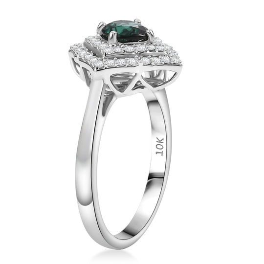 LUXORO AAA Pirineu Lagoon Tourmaline, Weißer Diamant Ring 417 Gold (Größe 18.00)   (10-16 Werktage Lieferzeit) ca. 1,21 ct