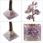 LIVMORE Edelsteinbaum mit Orgonit Basis, Amethyst, 23 cm, 230 Perlen, Lila