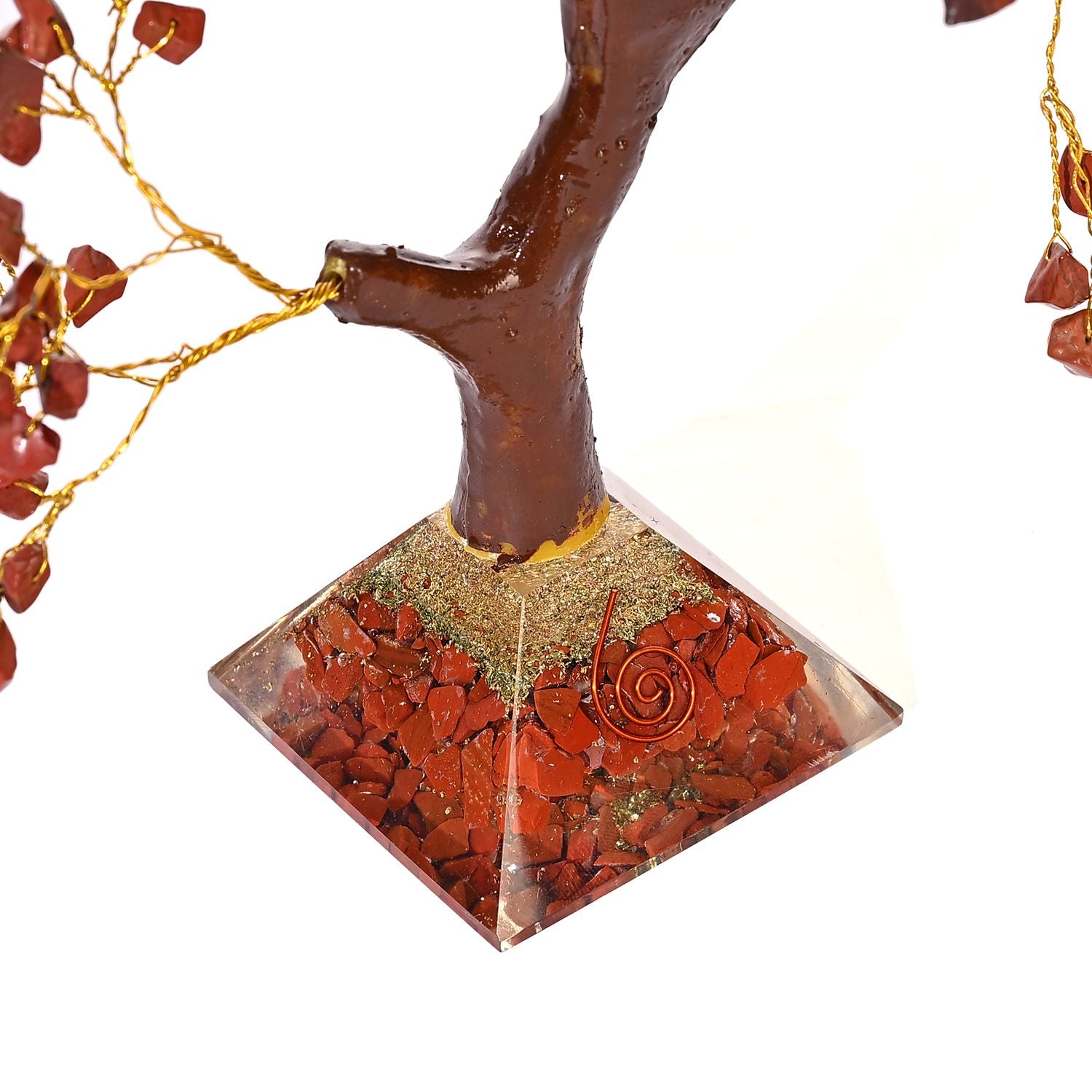 LIVMORE Edelsteinbaum mit Orgonit Basis, Roter Jaspis, 23 cm, 230 Perlen, Rot