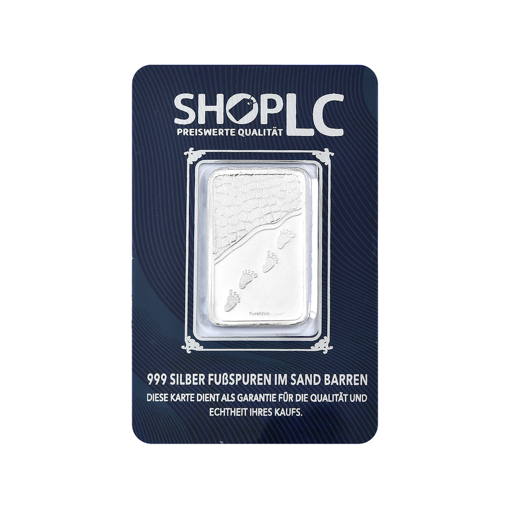 EXKLUSIVES GESCHENK - 999er Silber Fußabdrücke Silberbarren, 5,00g
