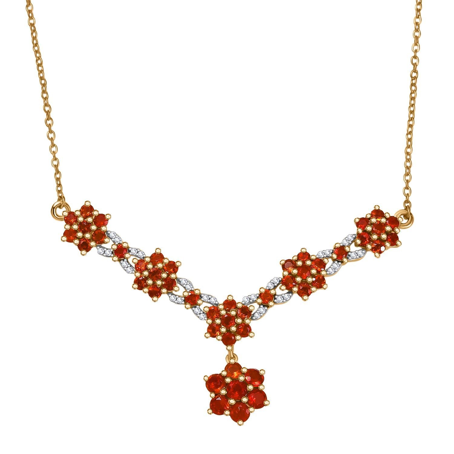D'Joy AAA Blaze Feueropal Halskette ca. 45 cm 925 Silber 750 Gelbgold Vermeil ca. 3.94 ct