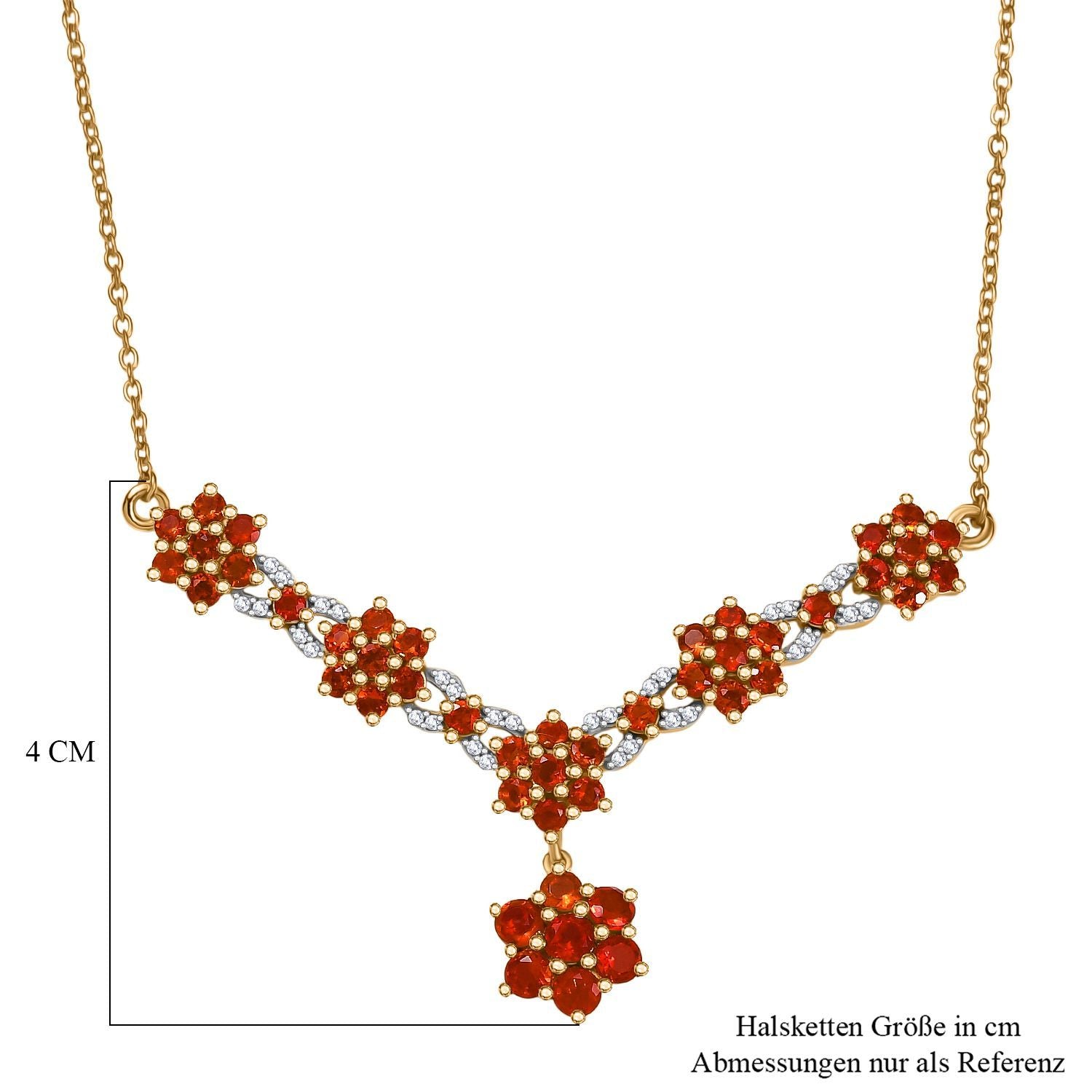 D'Joy AAA Blaze Feueropal Halskette ca. 45 cm 925 Silber 750 Gelbgold Vermeil ca. 3.94 ct