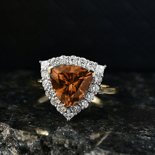 LUXURIANT(8-13 Werktage Lieferzeit)  3,74 ct. AAA Goldene Turkizit und Labor Diamant Ring in 417 Gold