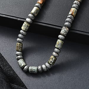 Moosachat Halskette ca. 45 cm 316L Edelstahl ca. 265,00 ct.