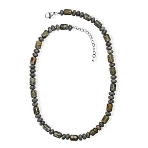 Moosachat Halskette ca. 45 cm 316L Edelstahl ca. 265,00 ct.