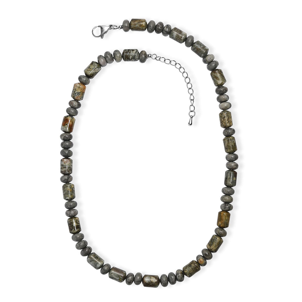 Moosachat Halskette ca. 45 cm 316L Edelstahl ca. 265,00 ct.