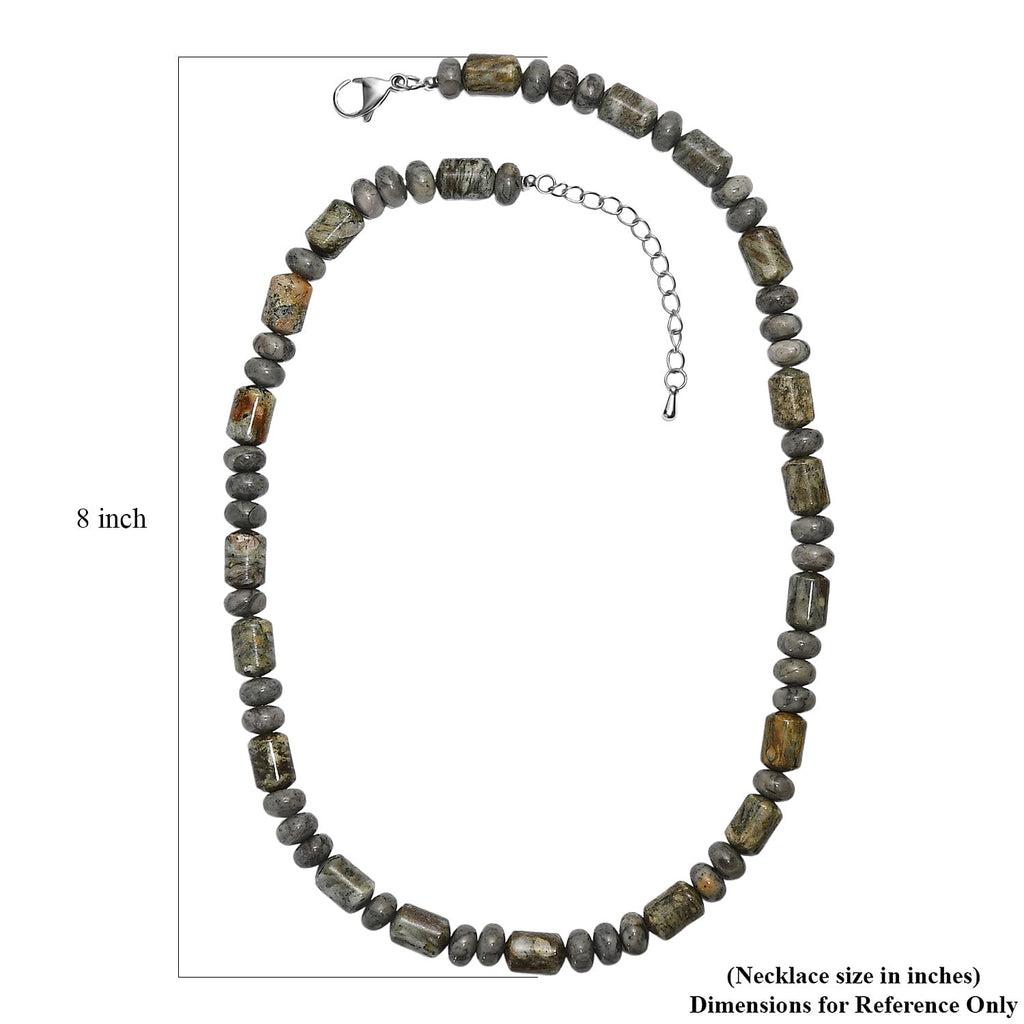 Moosachat Halskette ca. 45 cm 316L Edelstahl ca. 265,00 ct.