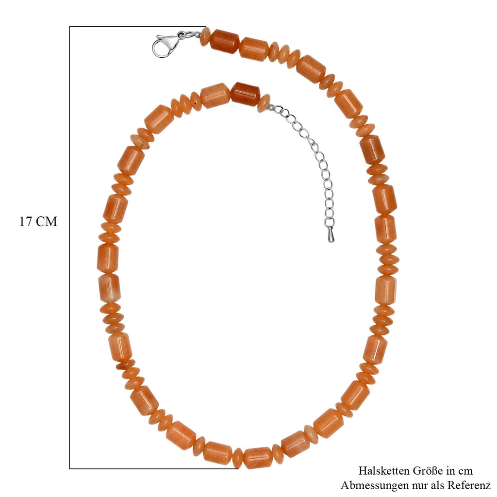 Rotes Aventurin Halskette ca. 45 cm Edelstahl ca. 250.00 ct