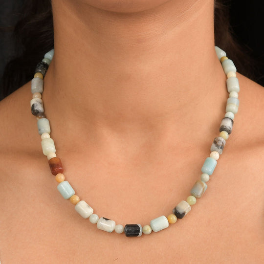 Mehrfarbig Jaspis Halskette ca. 45 cm Edelstahl ca. 250.00 ct