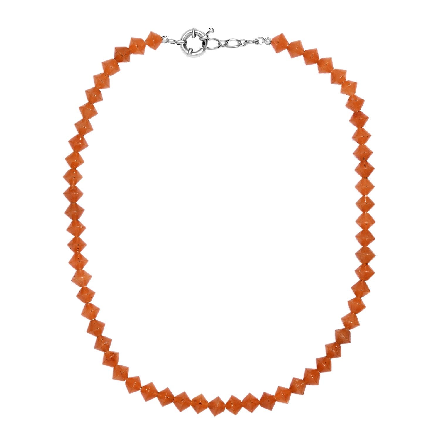 Rotes Aventurin Halskette ca. 50 cm mit 2.5 cm extender, Nickelfreies Messing platiniert ca. 250,00 ct