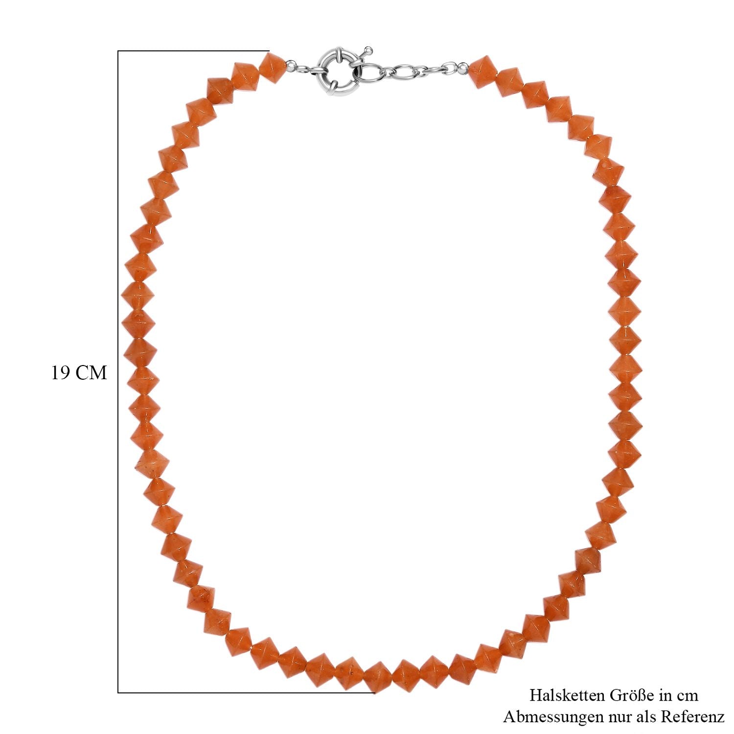Rotes Aventurin Halskette ca. 50 cm mit 2.5 cm extender, Nickelfreies Messing platiniert ca. 250,00 ct