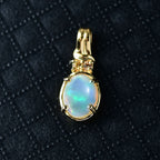 D'Joy AA Natürlicher, äthiopischer Welo Opal, Gelber Saphir Anhänger 925 Silber vergoldet ca. 1.30 ct
