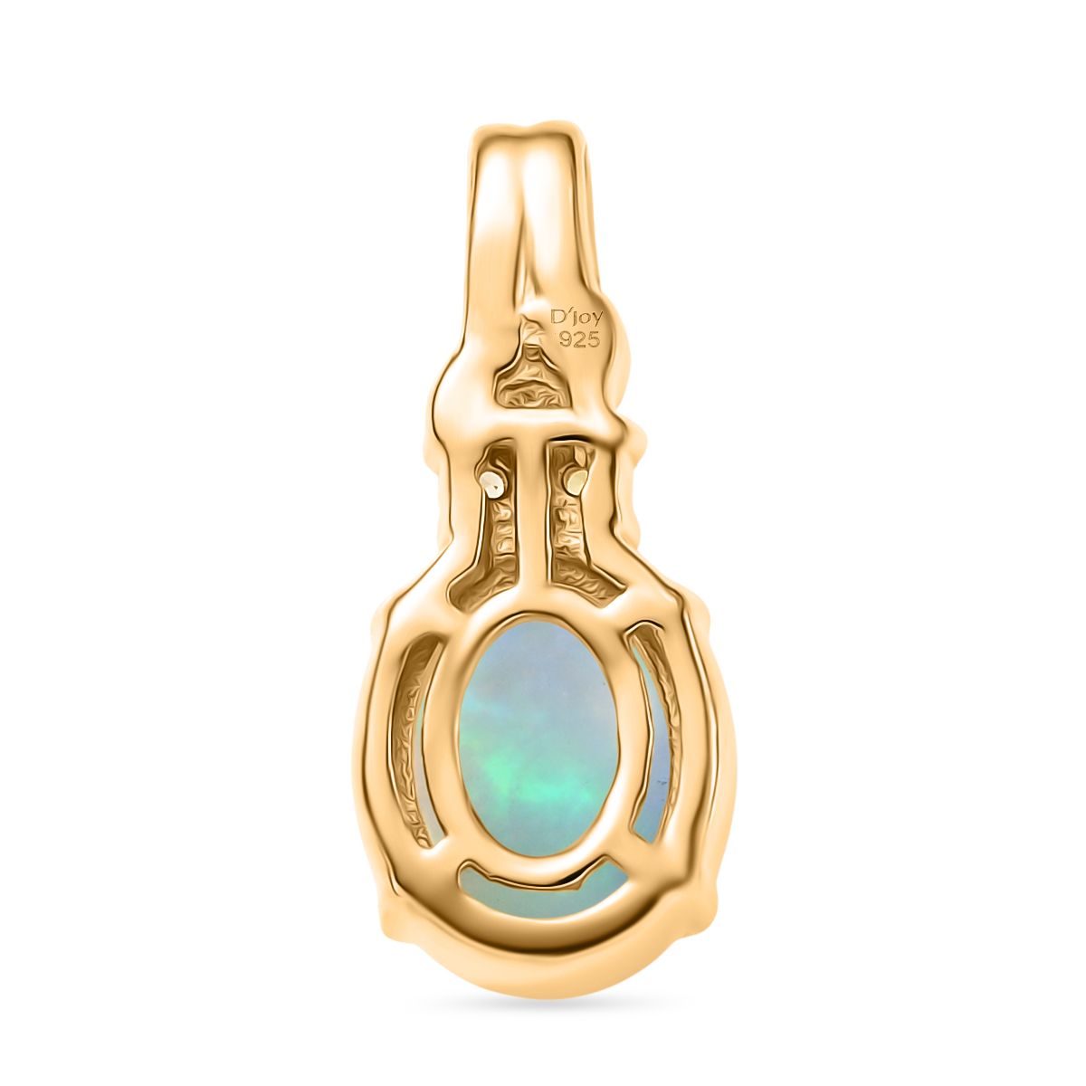 D'Joy AA Natürlicher, äthiopischer Welo Opal, Gelber Saphir Anhänger 925 Silber vergoldet ca. 1.30 ct