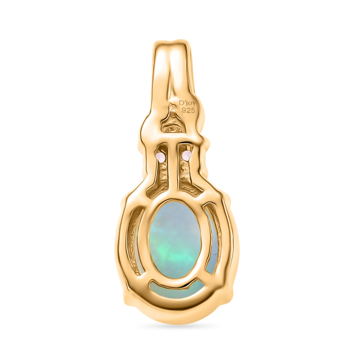 D'Joy AA Natürlicher, äthiopischer Welo Opal, Rosa Saphir Anhänger 925 Silber vergoldet ca. 1.28 ct