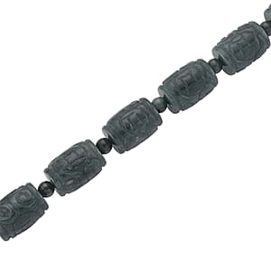 D'Joy Natürlicher Olmek Jadeit Halskette ca. Flexibles cm 925 Silber Rhodiniert ca. 470,00 ct.