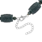 D'Joy Natürlicher Olmek Jadeit Halskette ca. Flexibles cm 925 Silber Rhodiniert ca. 470,00 ct.