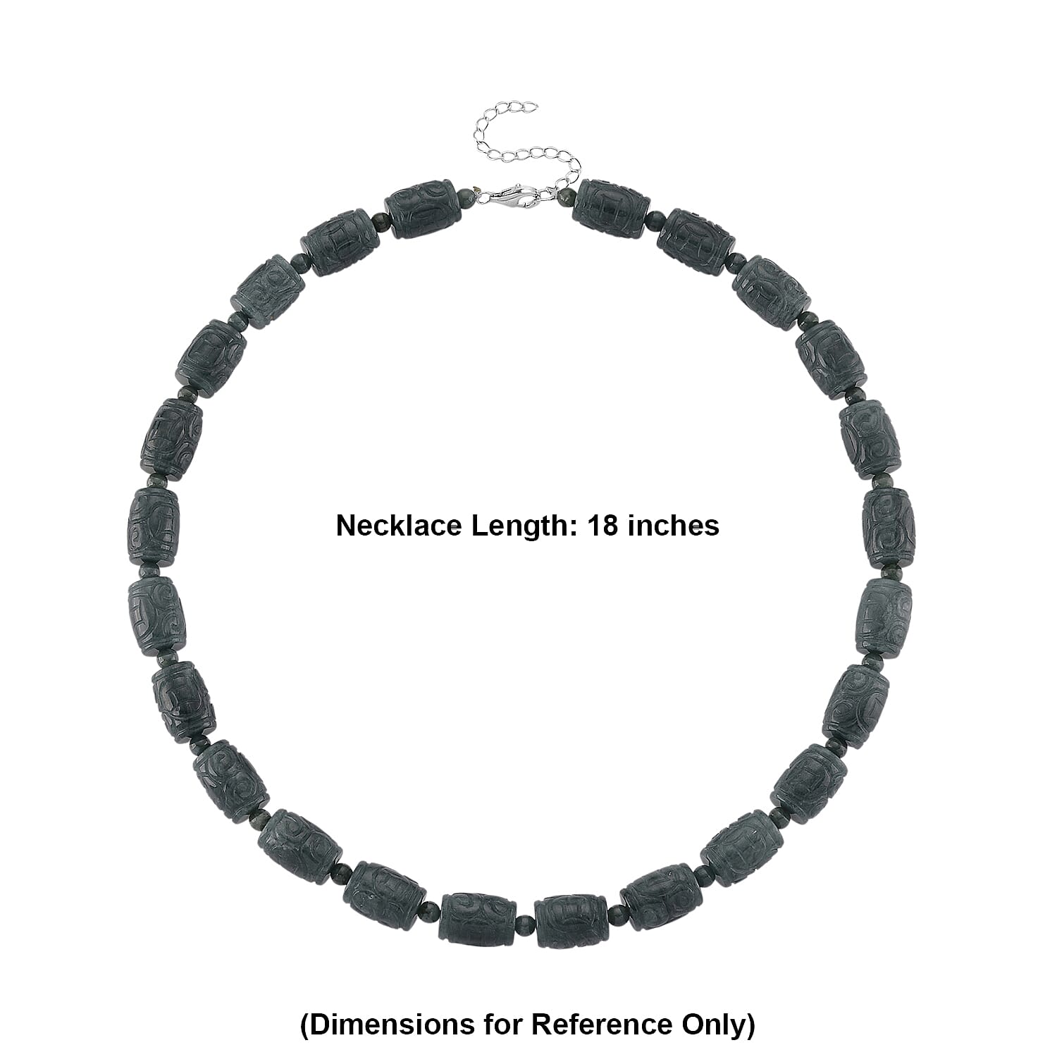 D'Joy Natürlicher Olmek Jadeit Halskette ca. Flexibles cm 925 Silber Rhodiniert ca. 470,00 ct.