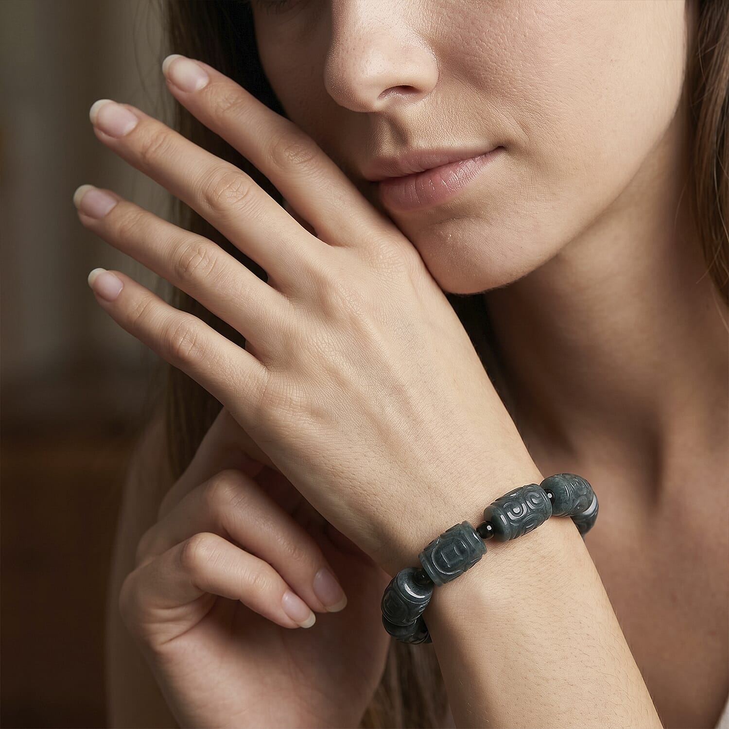 Natürlicher Olmek Jadeit Armband Flexibles cm ca. 210,00 ct.
