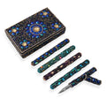 LIVMORE 6er Set Perlen Schreibwaren Set mit Box und 5 Kugelschreibern, 10 x 15 cm, Mehrfarbig
