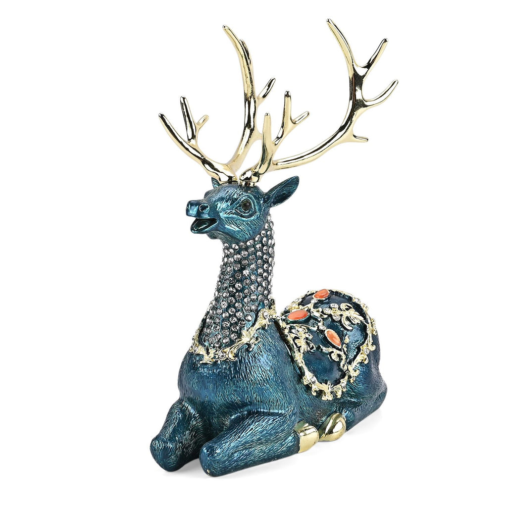 LIVMORE Rentier Design Schmuckdose Legierung 15.5 x 19 cm Navy Gold
