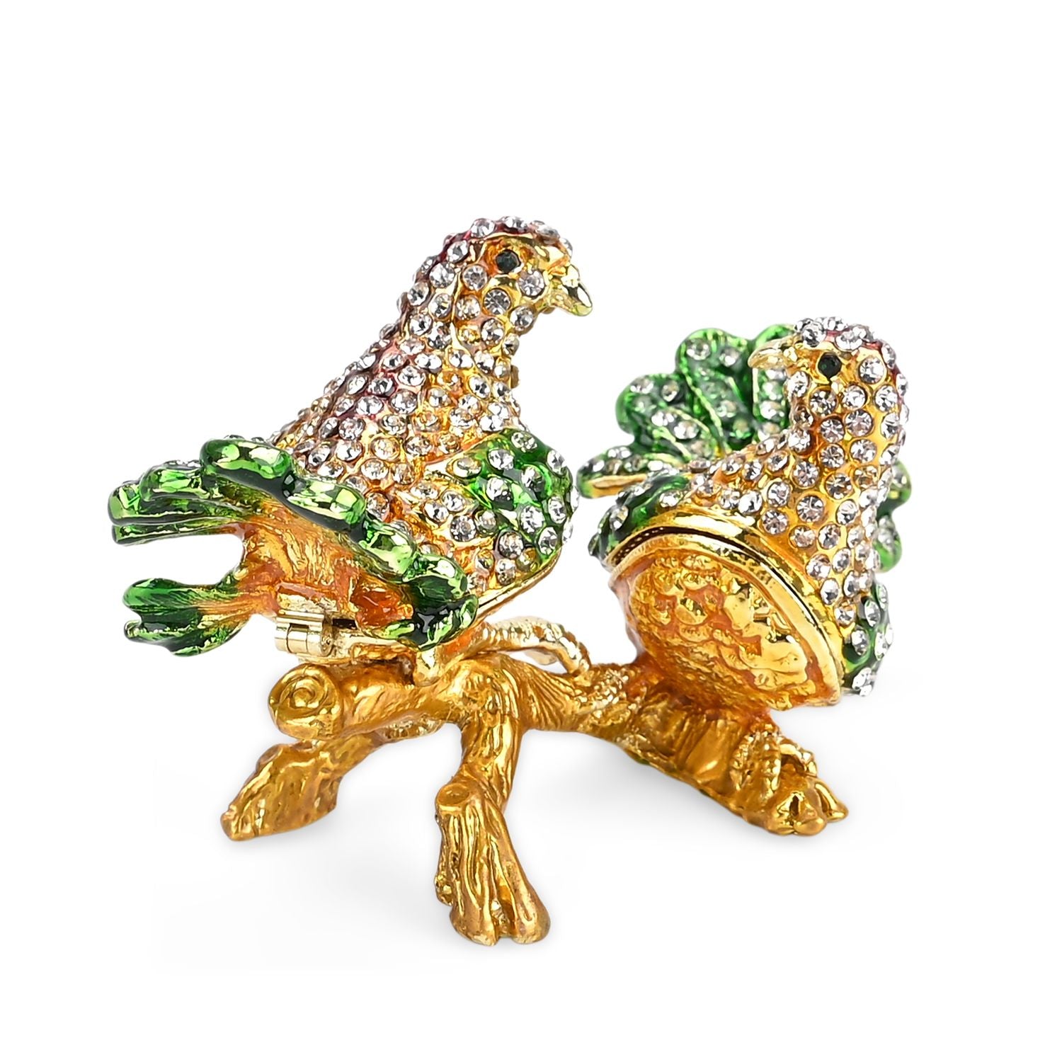 Zwei Vögel Design Schmuckdose Legierung 8 x 5 cm Mehrfarbig
