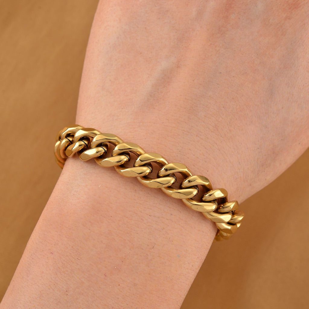 DESIGNER INSPIRIERT Panzer 316L Edelstahl IP-Gelbbeschichtung Armband ca. 19 cm ca. 23,20g