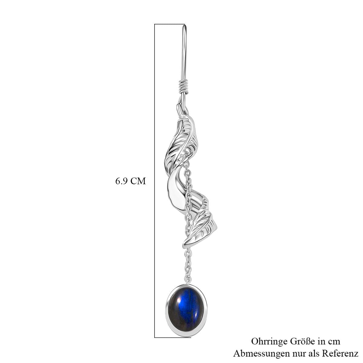 D'Joy AAA Labradorit Ohrringe 925 Silber rhodiniert ca. 4.22 ct