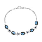 D'Joy AAA Labradorit, Iolit Armband ca. 19 cm 925 Silber rhodiniert ca. 7,15 ct.