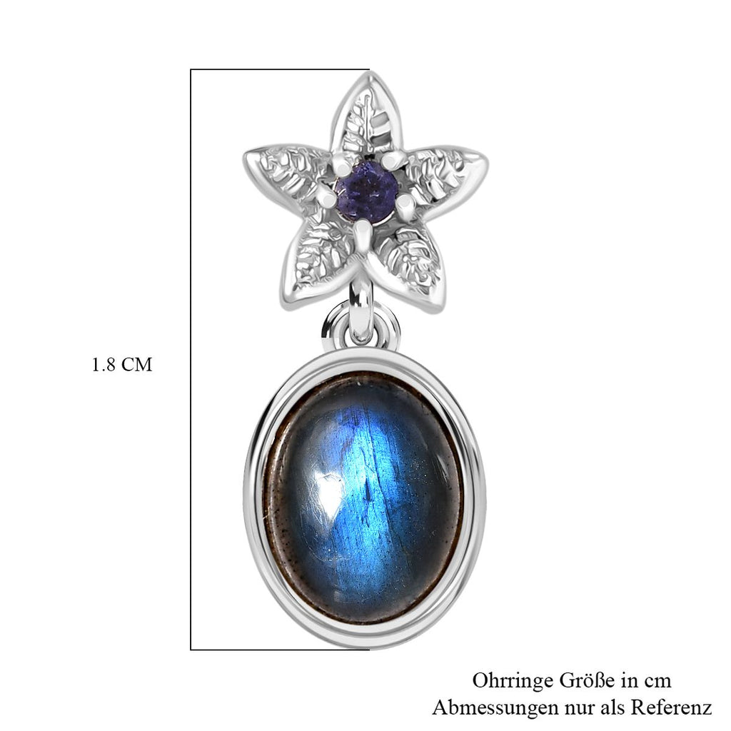 D'Joy AAA Labradorit, Iolit Ohrringe 925 Silber rhodiniert ca. 2.89 ct