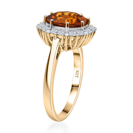 LUXURIANT    4,45 ct. AAA goldener Turkizit und Labor Diamant Ring in 417 Gold (9-15 Werktage Lieferzeit)