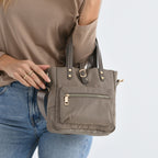 Urban Nylon Crossbody Tasche, 3 Außenfächer und 2 Innenfächer, 22 x 23 x 9 cm, Taupe