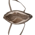 Elegante Signature Handtasche, edles Nylon Design mit 3 Reißverschluss Taschen und 2 offenen Außentaschen, ca. 30 x 30 x 10 cm, Dunkel Khaki