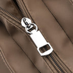 Elegante Signature Handtasche, edles Nylon Design mit 3 Reißverschluss Taschen und 2 offenen Außentaschen, ca. 30 x 30 x 10 cm, Dunkel Khaki