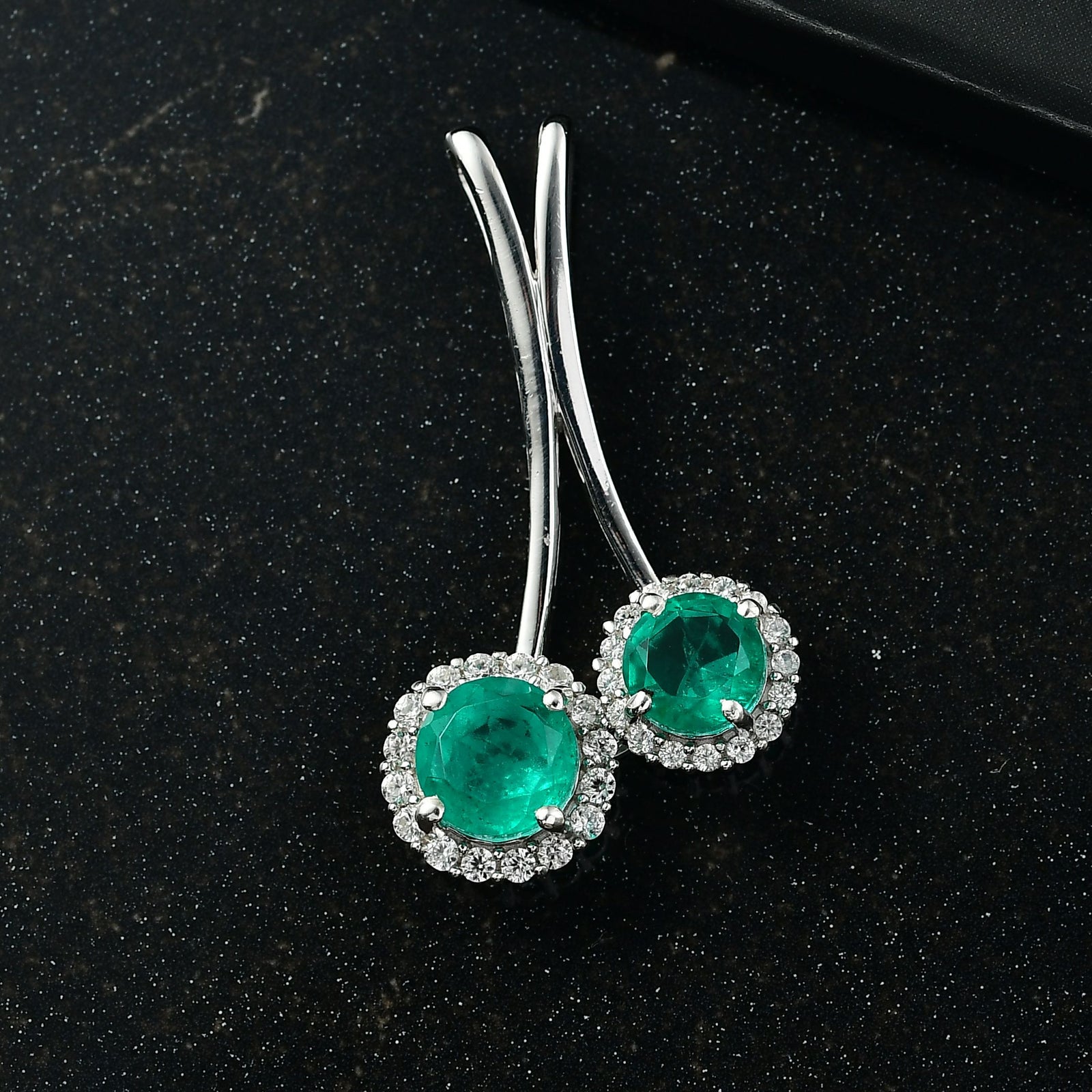 D'Joy Smaragd-Quarz Triplette Anhänger 925 Silber rhodiniert ca. 3.03 ct