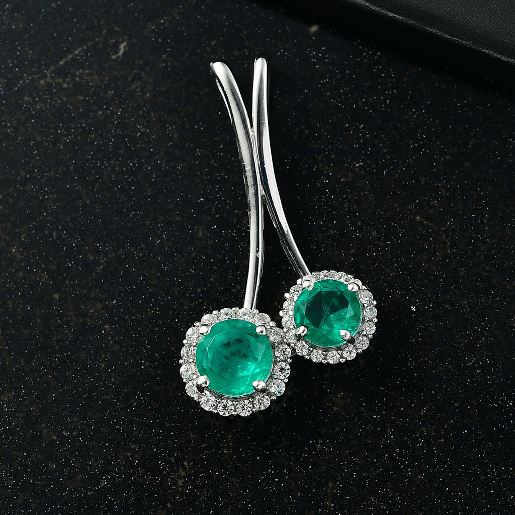 D'Joy Smaragd-Quarz Triplette Anhänger 925 Silber rhodiniert ca. 3.03 ct
