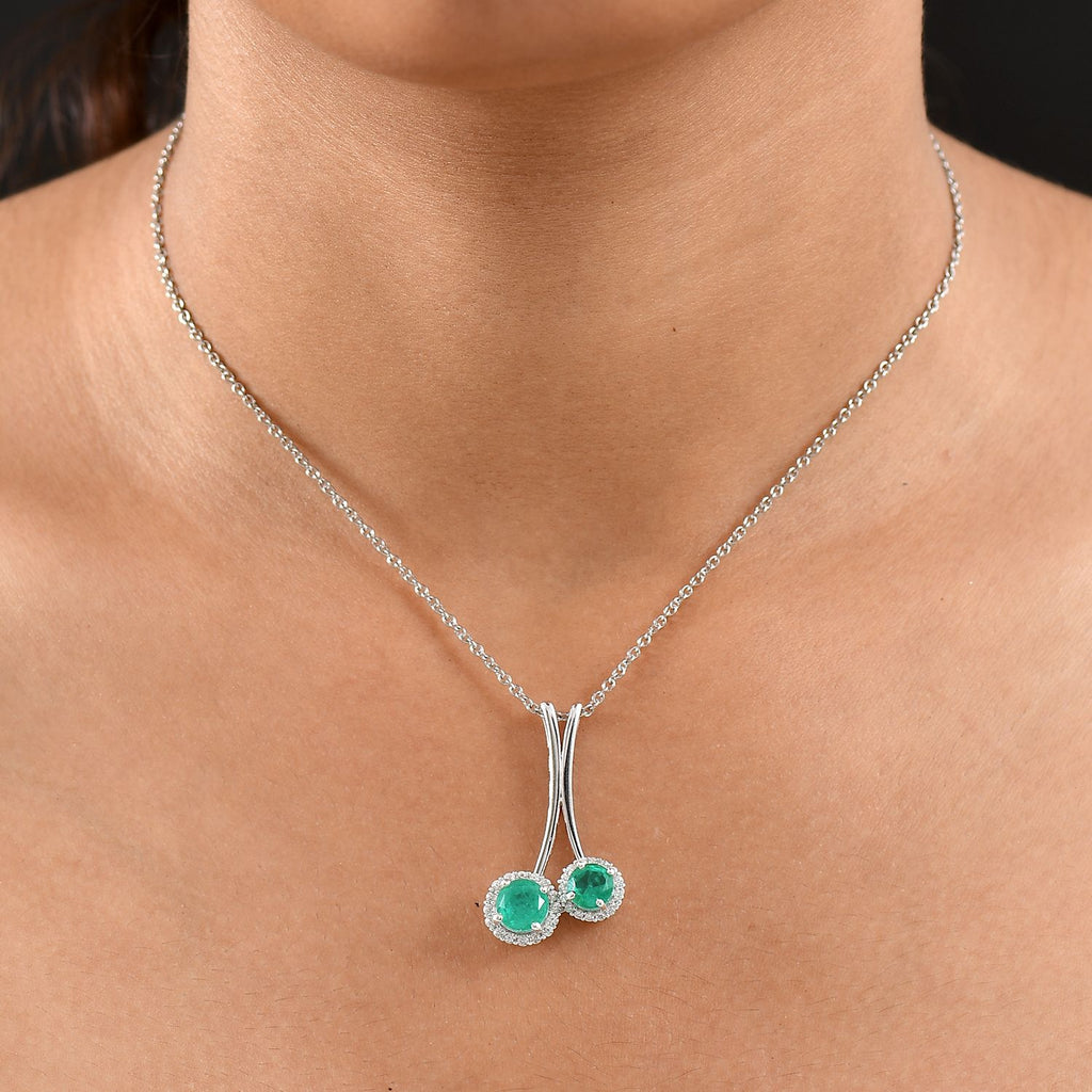 D'Joy Smaragd-Quarz Triplette Anhänger 925 Silber rhodiniert ca. 3.03 ct