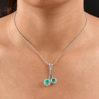 D'Joy Smaragd-Quarz Triplette Anhänger 925 Silber rhodiniert ca. 3.03 ct