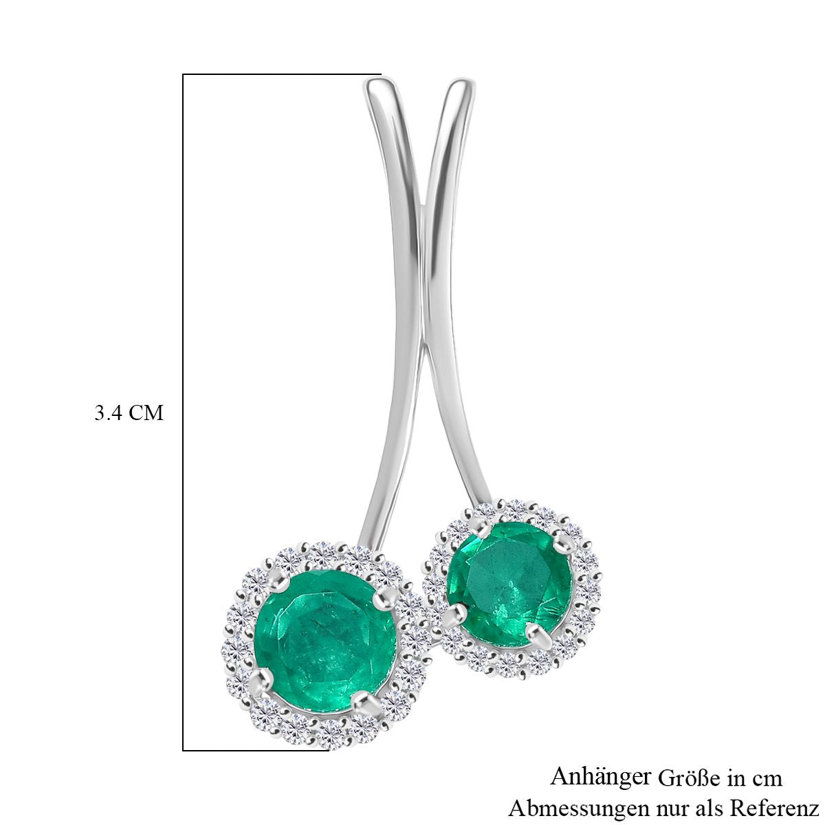 D'Joy Smaragd-Quarz Triplette Anhänger 925 Silber rhodiniert ca. 3.03 ct