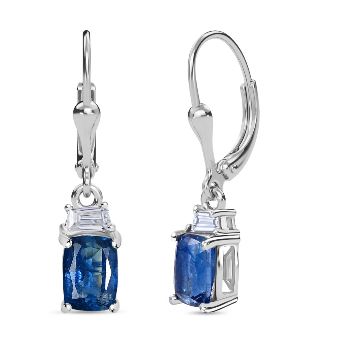 D'Joy AA Natürlicher Kaschmir-Kyanit, Weißer Zirkon Ohrringe 925 Silber rhodiniert ca. 2,88 ct.