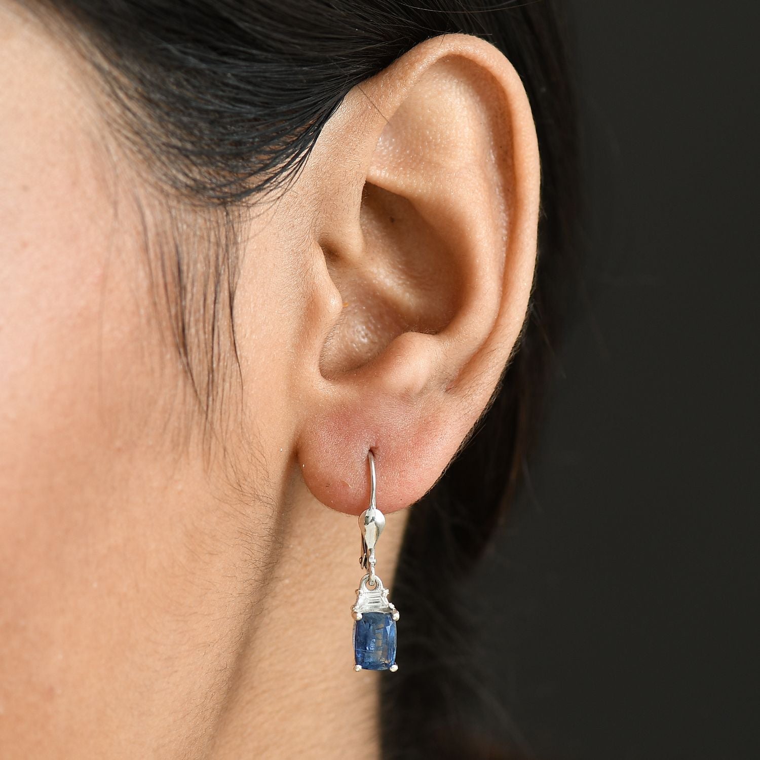 D'Joy AA Natürlicher Kaschmir-Kyanit, Weißer Zirkon Ohrringe 925 Silber rhodiniert ca. 2,88 ct.
