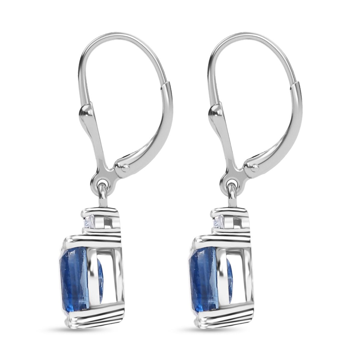 D'Joy AA Natürlicher Kaschmir-Kyanit, Weißer Zirkon Ohrringe 925 Silber rhodiniert ca. 2,88 ct.