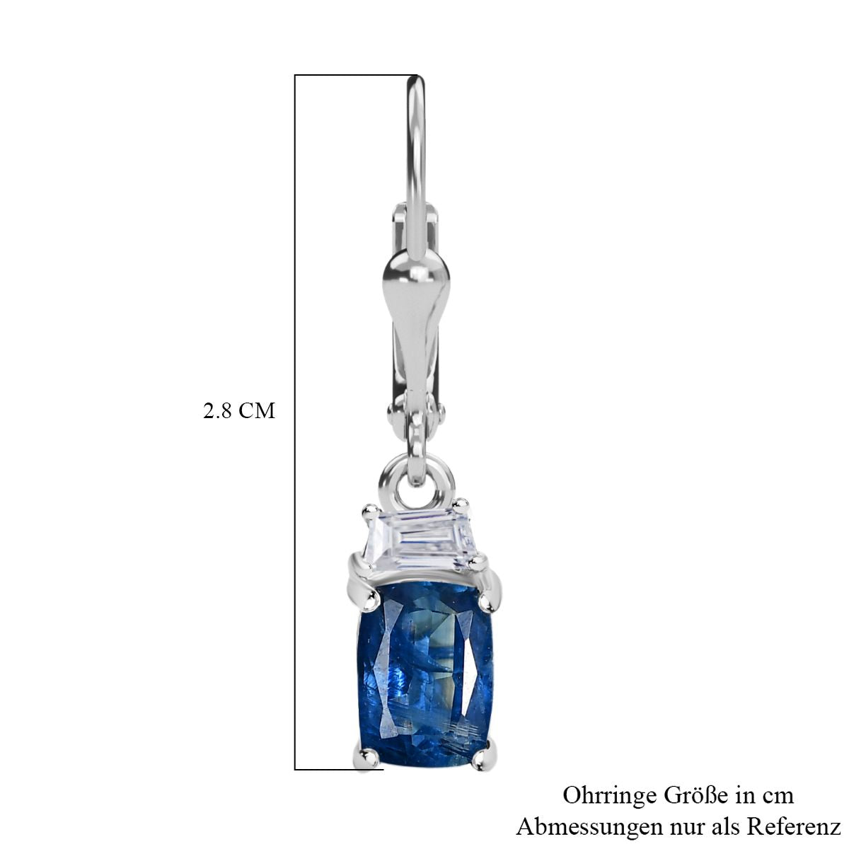 D'Joy AA Natürlicher Kaschmir-Kyanit, Weißer Zirkon Ohrringe 925 Silber rhodiniert ca. 2,88 ct.
