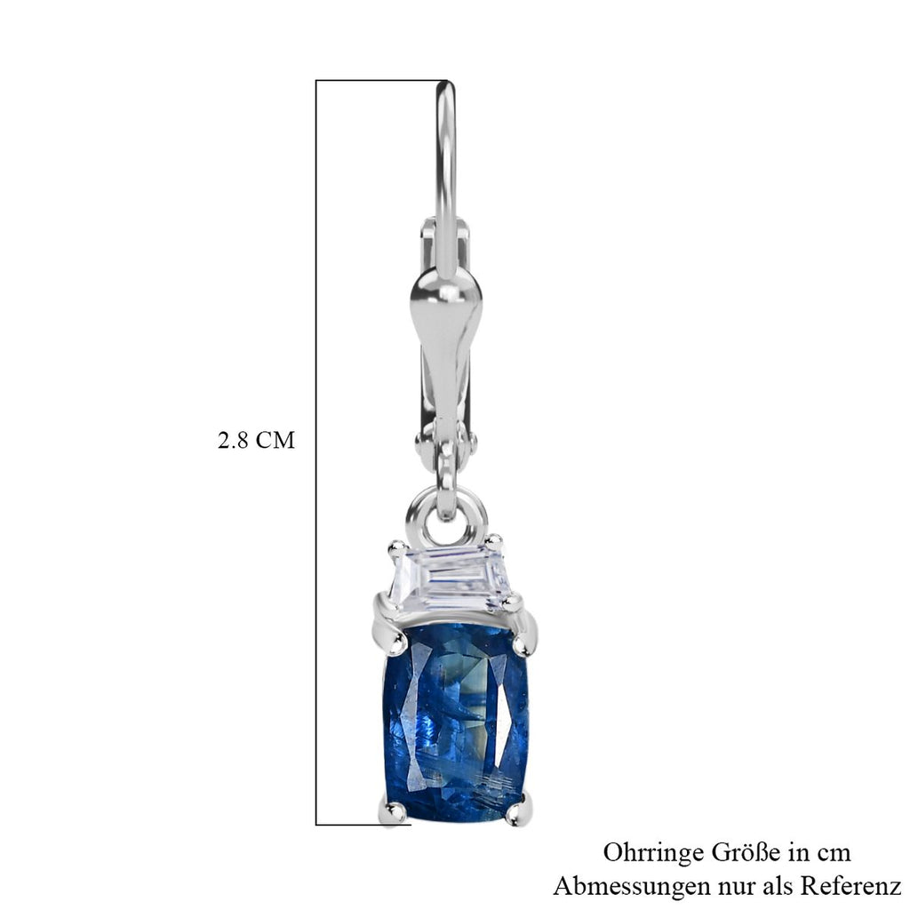 D'Joy AA Natürlicher Kaschmir-Kyanit, Weißer Zirkon Ohrringe 925 Silber rhodiniert ca. 2,88 ct.