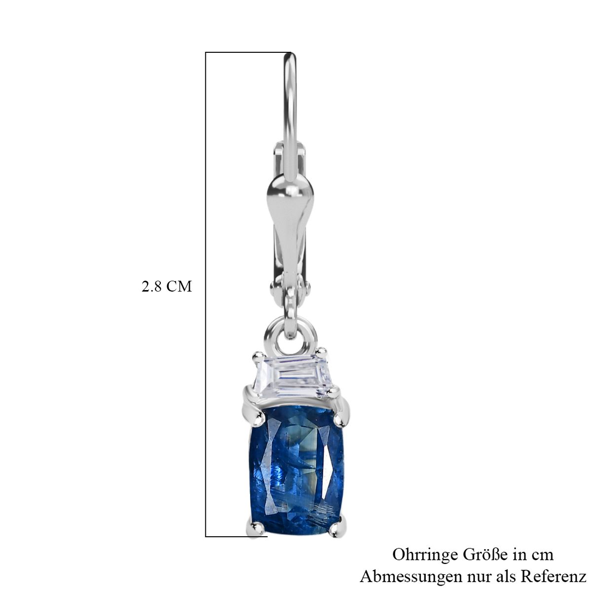 D'Joy AA Natürlicher Kaschmir-Kyanit, Weißer Zirkon Ohrringe 925 Silber rhodiniert ca. 2,88 ct.