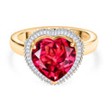 D'Joy Lab Grown Padparadscha-Saphir, Weißer Diamant Ring 925 Silber 750 Gelbgold Vermeil (Größe 20.00) ca. 5.39 ct