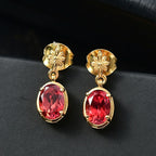 D'joy Lab Grown Padparadscha-Saphir Ohrringe 925 Silber 750 Gelb Vergoldet ca. 2.39 ct