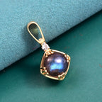 D'Joy AAA Labradorit, Weißer Zirkon Anhänger 925 Silber 750 Gelb Vergoldet ca. 8.88 ct