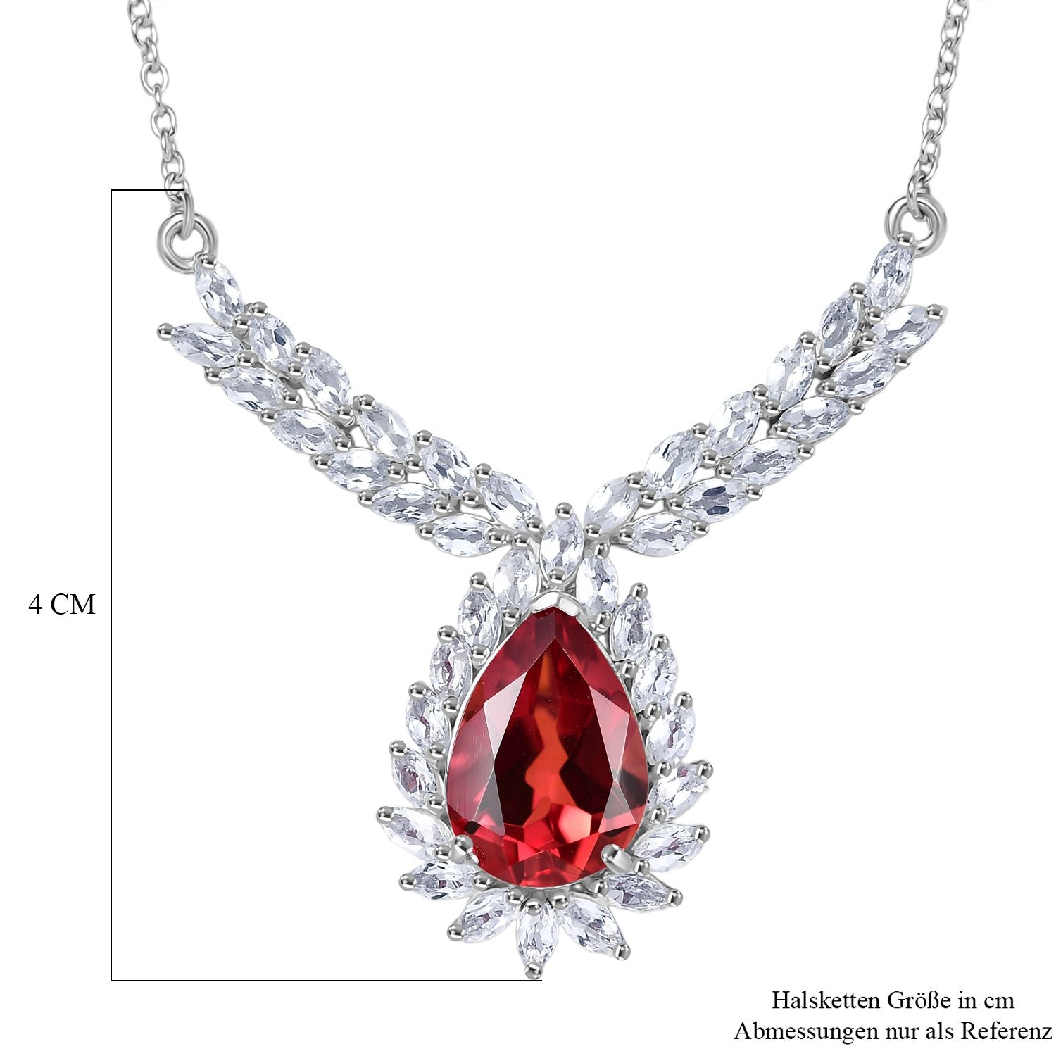 D'joy Lab Grown Padparadscha-Saphir, Weißer Topas Halskette ca. 45 cm 925 Silber rhodiniert ca. 13.42 ct